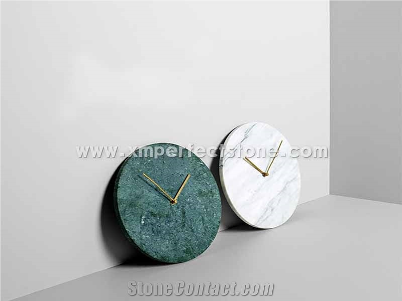 White Carrara Marble Clocks Wall Clocks 12 Inch
