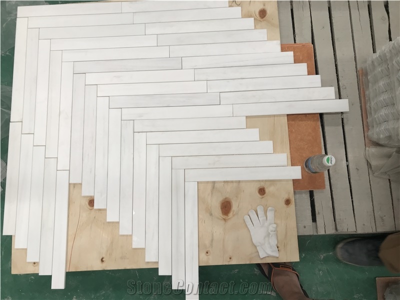 Bianco Dolomite Venato White Marble Mosaic Tiles