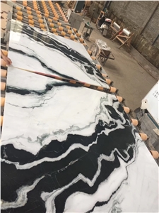 Panda White Random Slab Marble Skirting