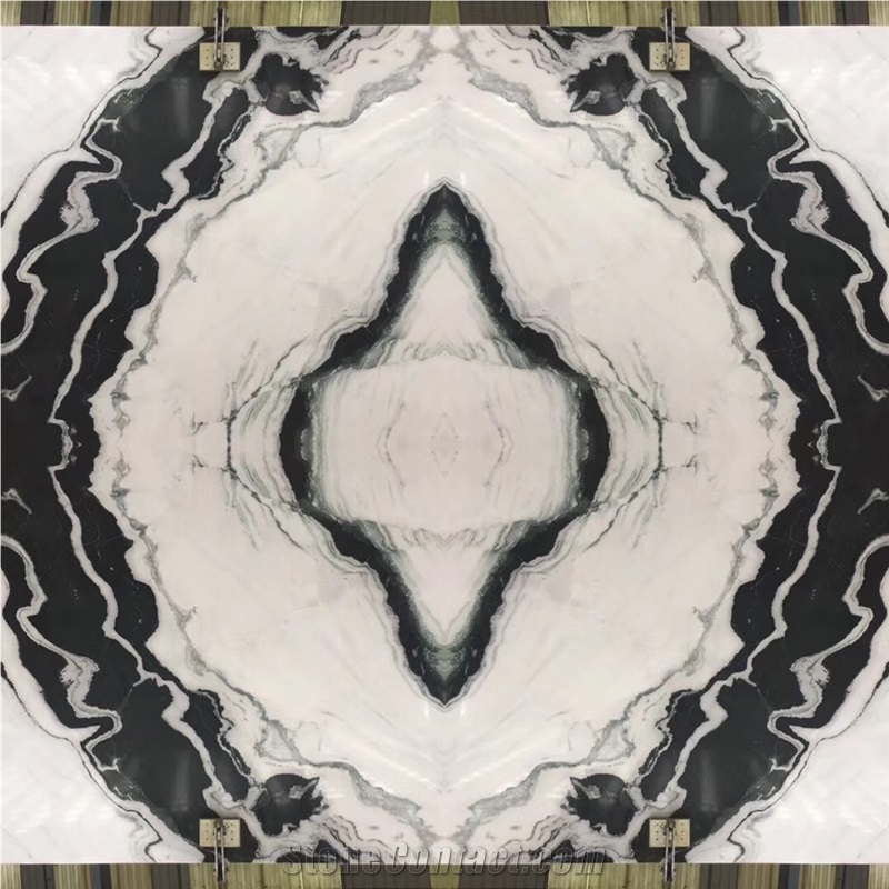 Panda White Random Slab Marble Skirting