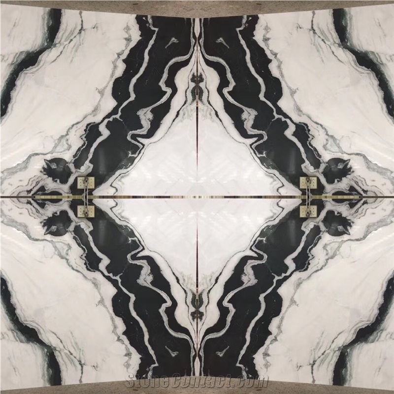 Panda White Random Slab Marble Skirting