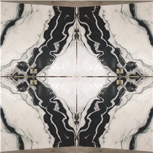 Panda White Random Slab Marble Skirting