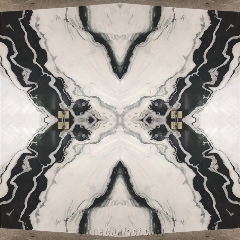 Panda White Random Slab Marble Skirting