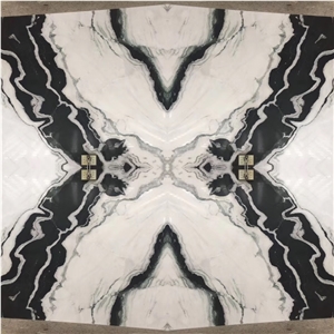Panda White Random Slab Marble Skirting