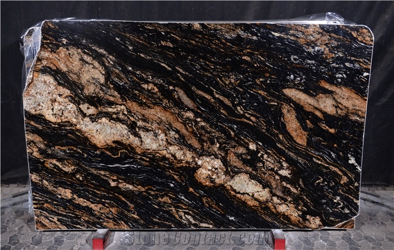 Black Amber Granite Slabs