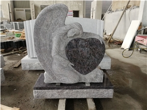Bahama Blue Single Angel Holding Heart Monument
