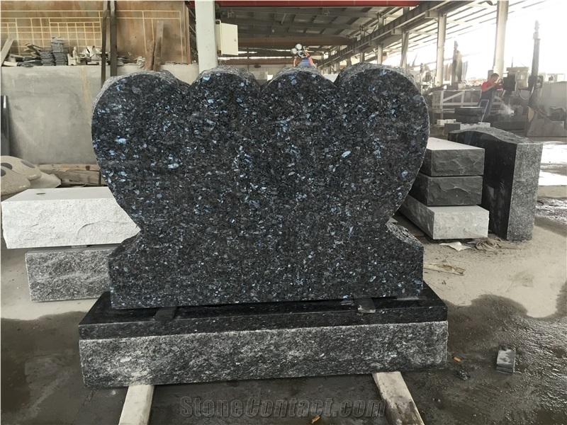 Blue Pearl Double Hearts Monument