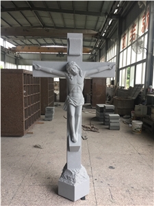 China Grey Crucifix Statue Cross Tombstone