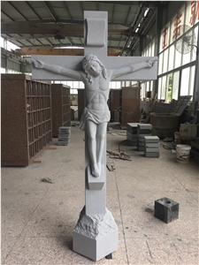 China Grey Crucifix Statue Cross Tombstone