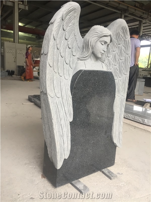 China Impala Gray Monument with Angel Carving