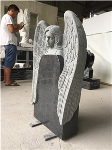 China Impala Gray Monument with Angel Carving