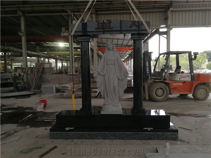 Dark Blue Pearl Custom Monument with Angel Statue