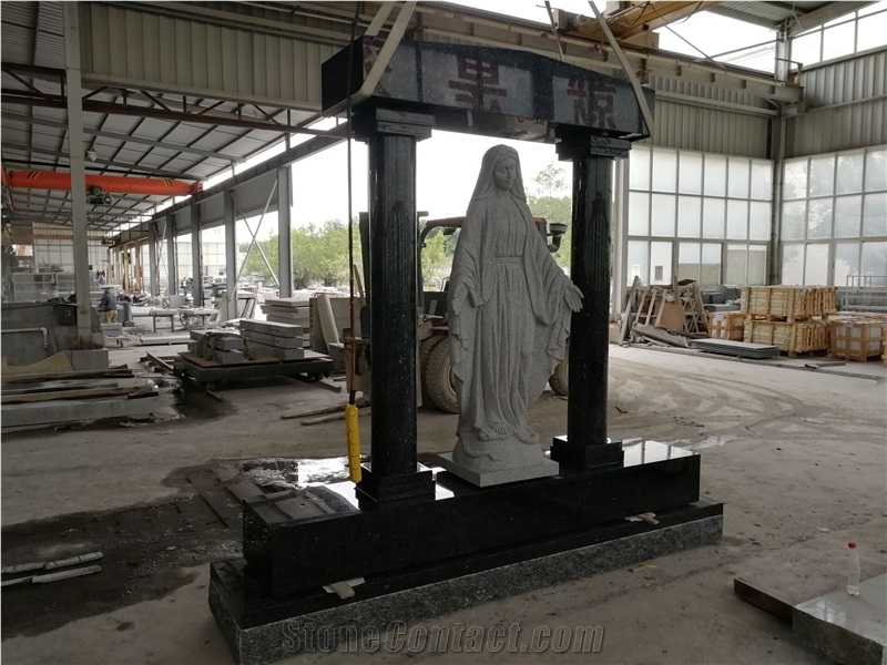 Dark Blue Pearl Custom Monument with Angel Statue