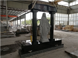 Dark Blue Pearl Custom Monument with Angel Statue