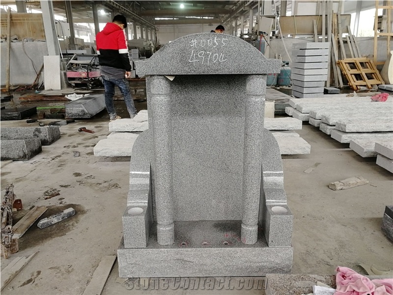 Light Gray G633 Pagoda Monumenent with Pillars