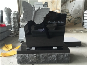 Shanxi Jet Black Monument with Butterfly Carving Shanxi Jet Black Monument with Butterfly Carving