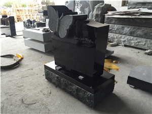 Shanxi Jet Black Monument with Butterfly Carving