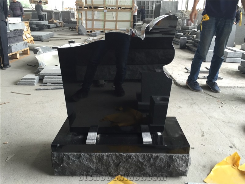 Shanxi Jet Black Monument with Butterfly Carving