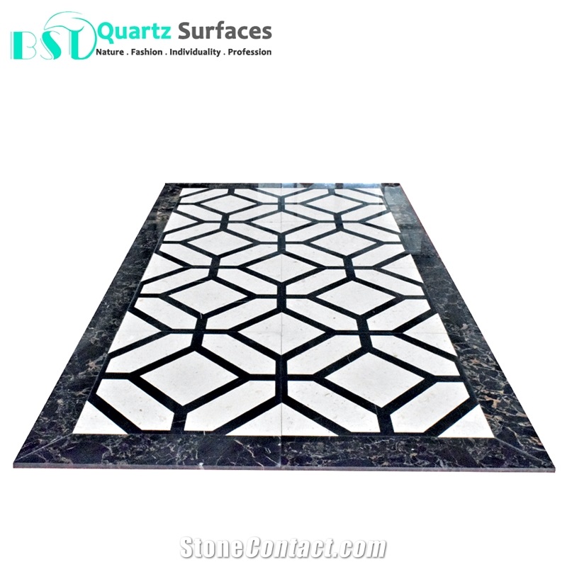 Chinese White Marble Stone Waterjet Medallion for Floor Tiles