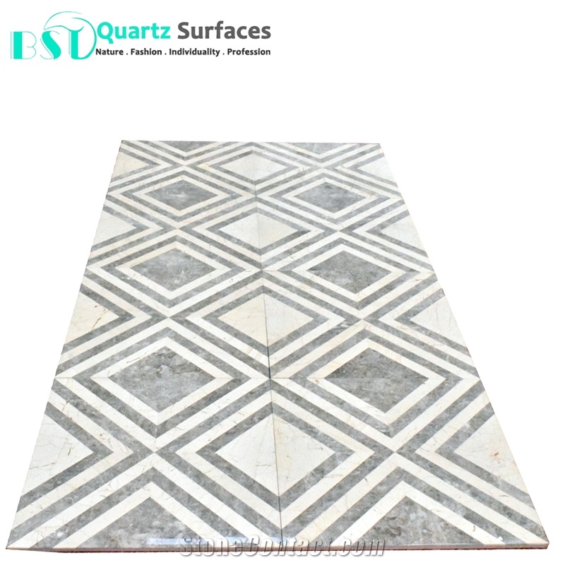 Chinese White Marble Stone Waterjet Medallion for Floor Tiles