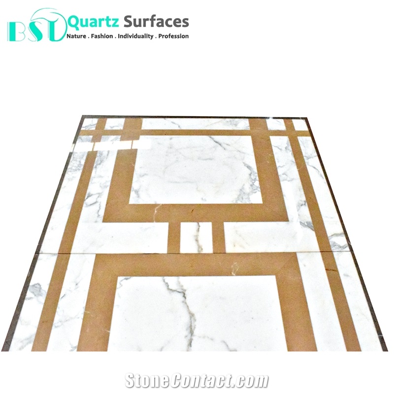 Chinese White Marble Stone Waterjet Medallion for Floor Tiles