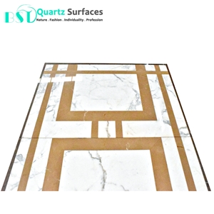 Chinese White Marble Stone Waterjet Medallion for Floor Tiles