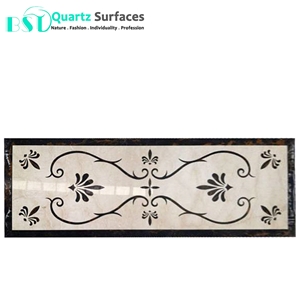 Marble Floor Border with Flowers Designs