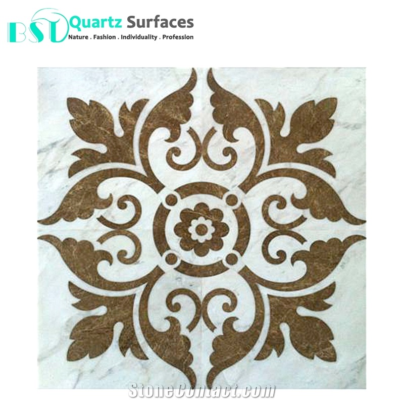 Marble Floor Border with Flowers Designs
