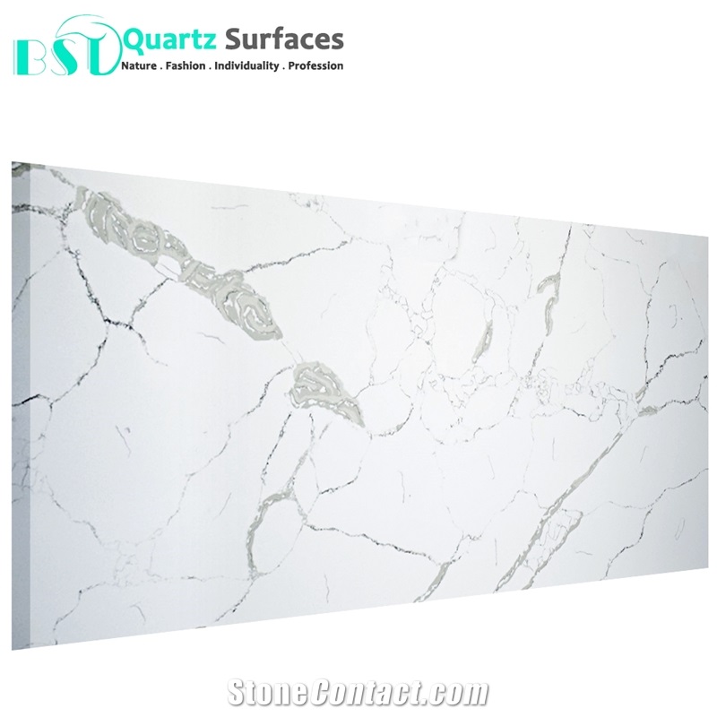 Prefab Calacatta Quartz Island Kitchen Countertops
