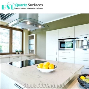 Prefab Calacatta Quartz Island Kitchen Countertops