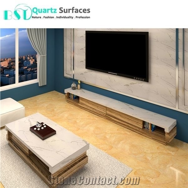 Prefab Calacatta Quartz Island Kitchen Countertops