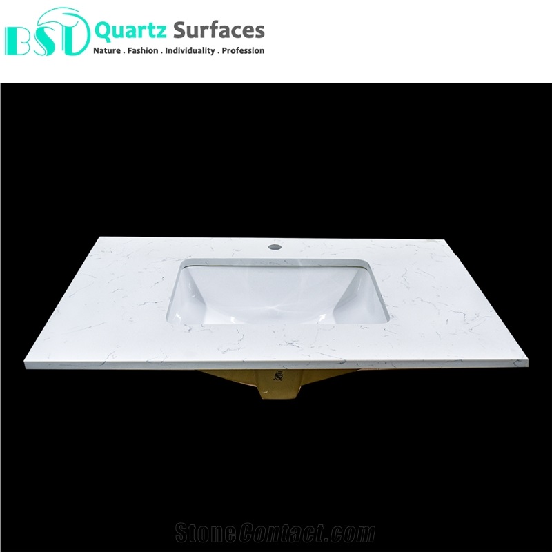 White Carrara Artificial Quartz Stone Countertop