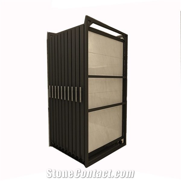 Black Metal Pull-Out Stone Slab Display Racks