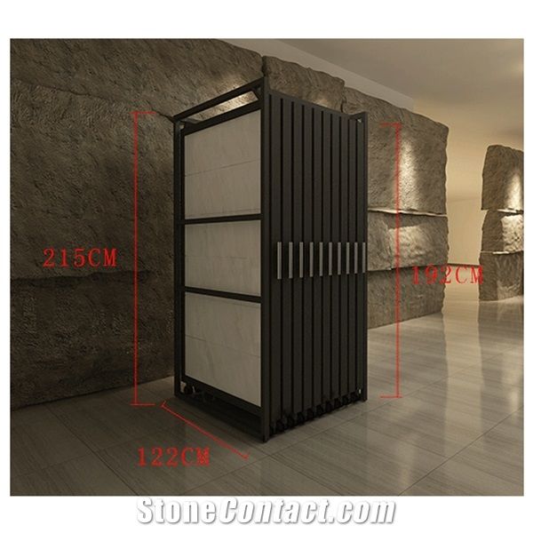 Black Metal Pull-Out Stone Slab Display Racks
