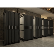 Black Metal Pull-Out Stone Slab Display Racks