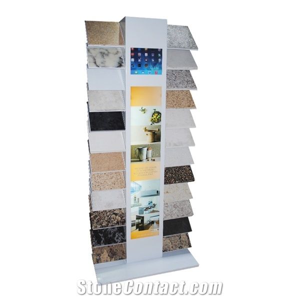 Quartz Stone Metal Display Rack With Ipad Video
