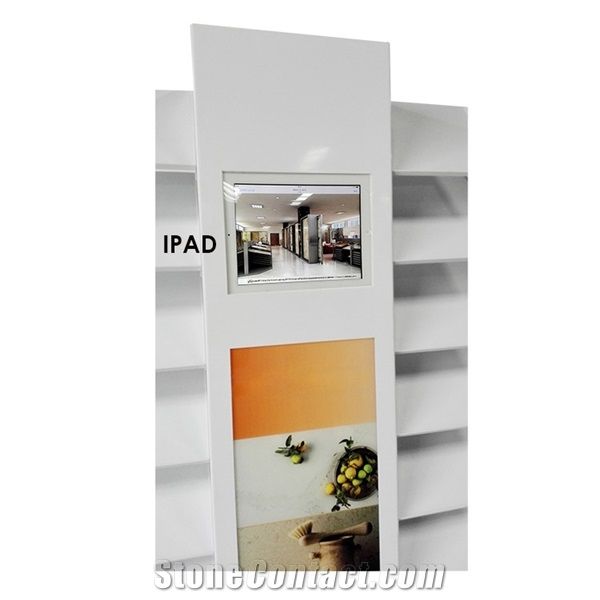 Quartz Stone Metal Display Rack With Ipad Video