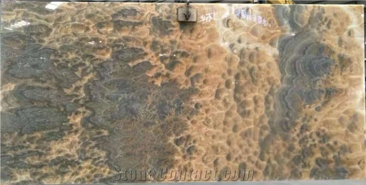 Grey Bubble Onici Onyx Sheet Brown Onyx Stone