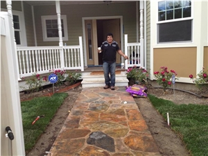 Rust Slate Flagstone Slabs Walkway Pavement