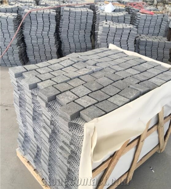 Dark Grey Granite Cobblestone Pavers,Curbstones