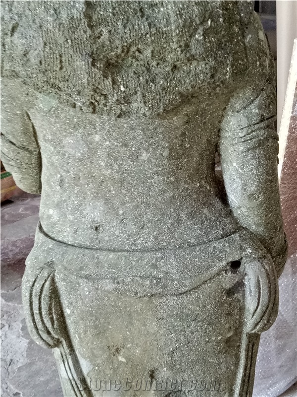 Natural Stone Bali Green Tuff Carved Budha Sculpture