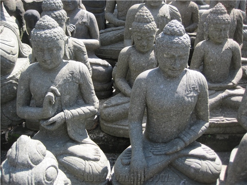 Natural Stone Bali Green Tuff Carved Budha Sculpture