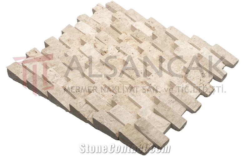 2,5x5cm Light Travertine Siding Split Face Mosaic
