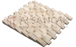 2,5x5cm Light Travertine Siding Split Face Mosaic