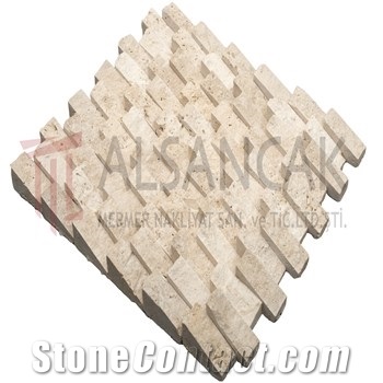 2,5x5cm Light Travertine Siding Split Face Mosaic