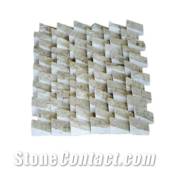 2,5x5cm Light Travertine Siding Split Face Mosaic
