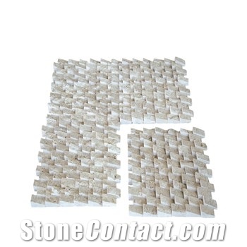 2,5x5cm Light Travertine Siding Split Face Mosaic