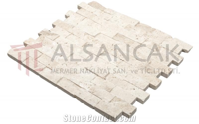 2,5x5cm Light Travertine Split Face Mosaic
