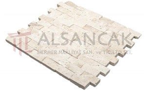 2,5x5cm Light Travertine Split Face Mosaic