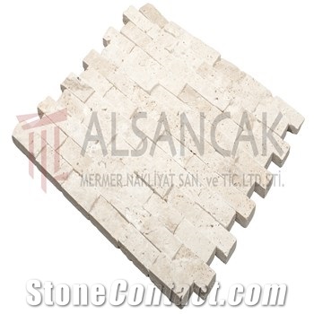 2,5x5cm Light Travertine Split Face Mosaic